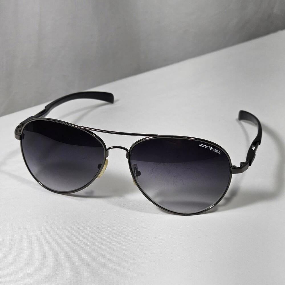 Vintage Giorgio Armani Aviator Polarized Italy Sunglasses Black Frame - Picture 2 of 13